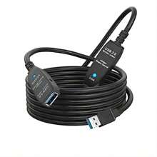 Usb 3.0 延長線,5m/10m/15m 長度可選,a 型公轉母,訊號放大器,內建擴大機晶片,用於電腦到印表機擴展 - 黑色 - 查看 4