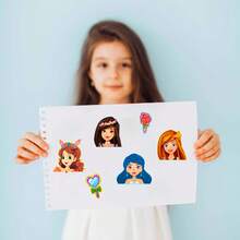 6pcs/Pack Blue Princess Face Changing Puzzle Pp Stickers, Educational Brain Teaser Toys For Early Childhood Development, Suitable For Festival Gifts And Stationery For Children - Multicolor - View 7