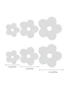 6pcs Car Rear View Mirror Sticker Decor With Plant & Flower Pattern - White - View 4