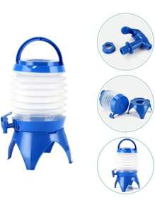 Dispensador de Agua Garrafon Con Grifo y Soporte Plegable De 5 Litros y 7 Litros De Colores Con Haza Portátil Para Viaje Cocina Almacenamiento de Bebidas Reutilizable - Azul - Ver 6
