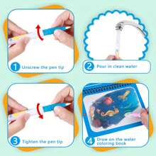 Livro de pintura mágica com água para decoração de Natal, brinquedos Montessori, livro de colorir reutilizável, livro de desenho mágico com água, livro de brinquedos educativos (todos os acessórios estão em cores e estilos aleatórios), escritório, escola, desenho, aluno, marcadores, papelaria, meninos, meninas, material escolar, material escolar, aquarela, brinquedos para meninos e crianças, brinquedos infantis, volta às aulas