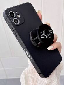 1入創意卡通行星設計可摺疊防刮防滑手機殼，適用於三星，蘋果，紅米手機 - 黑色 - 查看 1