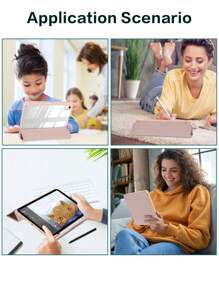 透明硅胶iPad保护套,三折设计带笔槽,透明后盖,超薄支架,防震防摔 - 粉色 - 查看 11