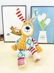 1入組寵物絨毛玩具填充物和吱吱聲的狗自我娛樂與貓牙齒清潔及耐咬互動娃娃寵物用品 - 鏽棕色 - 查看 5