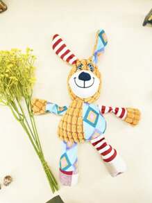 1入組寵物絨毛玩具填充物和吱吱聲的狗自我娛樂與貓牙齒清潔及耐咬互動娃娃寵物用品 - 鏽棕色 - 查看 3