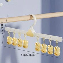 1個雲形衣架、8個袜子夾、嬰兒袜子烘乾神器、多功能防滑衣夾,可愛設計,家用 - 黃+白 - 查看 3