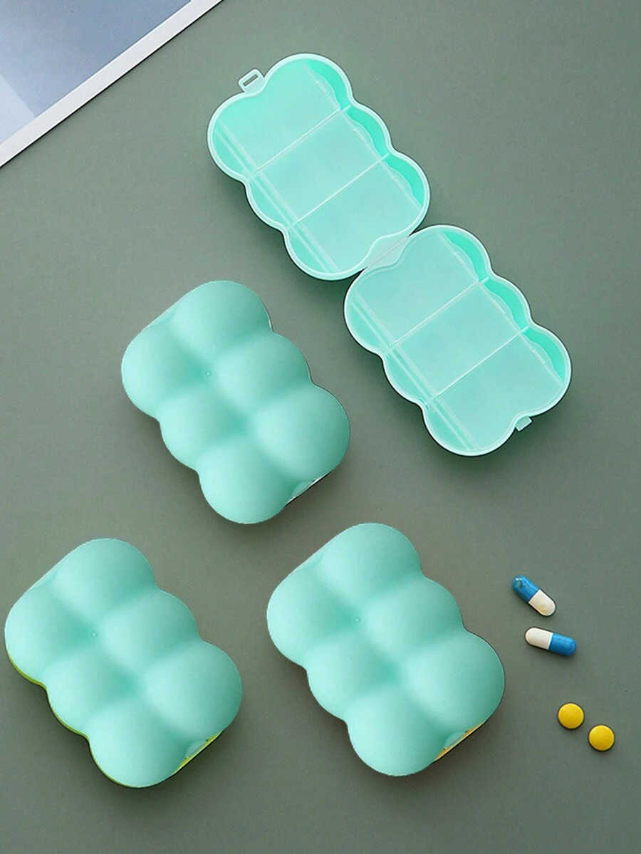 1個藥盒藥盒藥物組織者藥物容器旅行藥物組織者,6個隔層便攜藥盒,每日藥盒含有維生素,可放入口袋,錢包或藥物組織者中的小藥物容器 - 藍色 - 查看 1