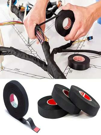 590.55inch Length New Tesa Type Coroplast Adhesive Cloth Tape ForCable Harness Wiring Loom Width 20MM, ForHotel/Office/Commercial