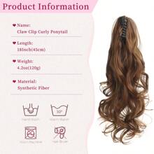 Hair Claw Clip Ponytail Light Brown Extension Curly 18Inch Wavy  Synthetic Clip In Ponytail Hair Extension For Women Pony Tail Hair Hairpiece - Light Brown - View 3