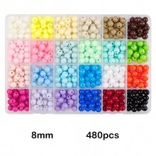 24 色馬卡龍色圓形和五角星形壓克力珠適合日常 Diy 製作手鍊、項鍊、耳環 - 套裝 - 查看 10
