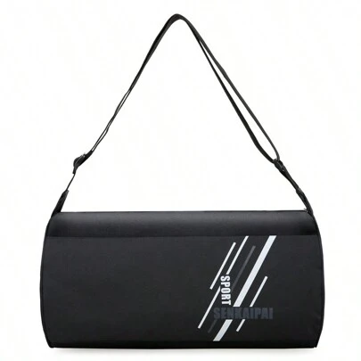 1pc Nylon Fitness Bag Unisex Sports Bag Large Capacity Shoulder Bag Yoga Oxford Travel Bag Cylinder Bag