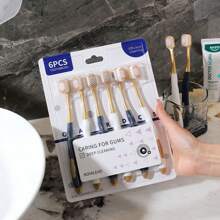 6pcs/Pack Wide Head Soft Bristles Adult Toothbrush, Household - Multicolor - View 8