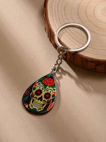 1入款多色流行朋克與哥德風格有機玻璃骷髏頭掛件鑰匙圈袋吊飾,送給朋友、情侶作為禮物 - 彩色 - 查看 6