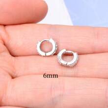 2pcs 925 Silver Plated Huggie Hoop Earrings, Suitable For Women And Girls - Small Cartilage Hoop Earrings - White - View 2
