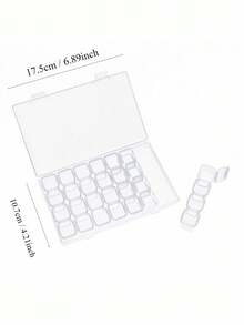 1個28格塑料美甲收納盒,鑽石整理盒,透明珠寶盒用於收納 - 無色 - 查看 11