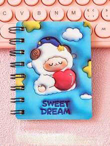 1本80頁漫畫充氣立體無格線頁,a7迷你攜帶筆記本,適用於送禮、筆記、背誦、圖畫、備忘,提供4款可愛動物圖案可供選擇,攜帶方便 - 彩色 - 查看 4