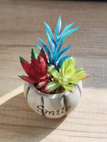 1入組人工南瓜陶瓷盆栽,帶熱帶多肉綠植,創意微景觀仿真盆栽花盆,適用於家居、臥室、客廳、辦公桌裝飾、酒店、酒吧、咖啡廳、商店櫥窗裝飾、攝影、diy製作景觀 - 款式1 - 查看 1