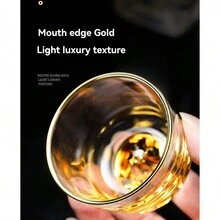 1只家用酒精玻璃杯,2盎司,高級日本金箔小杯,創意玻璃冰山威士忌杯 - 無色 - 查看 2