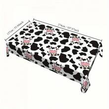 Mantel desechable de plástico rectangular con temática de animales de granja de vaca para picnic, fiesta, baby shower, cumpleaños de niños - Multicolor - Ver 3