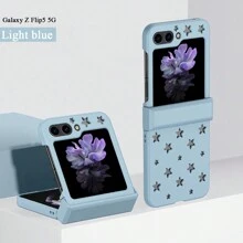 星星和空心設計的皮膚般的pc硬殼,輔以鉸鏈,提供全面的防摔保護,可兼容三星galaxy Z Flip5 4 3 5g - 淺藍色 - 查看 9