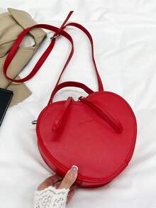 1 Pc Woman's Love Style PU Leather Zipper Closed Fashion Handbag Is Suitable For Valentine's Day Gifts In Autumn And Winter Valentines - Red - View 5