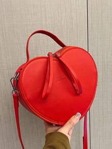 1 Pc Woman's Love Style PU Leather Zipper Closed Fashion Handbag Is Suitable For Valentine's Day Gifts In Autumn And Winter Valentines - Red - View 2