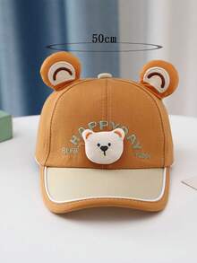 1pc Children's Cartoon Animal Adjustable Baseball Cap With Alphabet Embroidery And Curved Brim, Suitable For Daily Wear - Coffee Brown - View 5