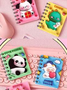 1本80頁漫畫充氣立體無格線頁,a7迷你攜帶筆記本,適用於送禮、筆記、背誦、圖畫、備忘,提供4款可愛動物圖案可供選擇,攜帶方便 - 彩色 - 查看 7