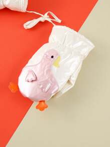 1pair Winter Cartoon Big White Goose Design Fully Wrapped Neck Hanging Gloves For Baby Boy & Girl, With Thick Plush Inside For Warmth - White - View 4