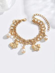 1只女性多層疊戴手鐲,愛情字母水晶合金手鐲,情人節禮物 - BM0146 - 查看 8