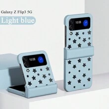 星星和空心設計的皮膚般的pc硬殼,輔以鉸鏈,提供全面的防摔保護,可兼容三星galaxy Z Flip5 4 3 5g - 淺藍色 - 查看 15