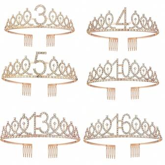 1pc, 3th To18th Birthday Crown, Crystal Crown Birthday AnniversaryDecoration, Happy Birthday Party Supplies, Birthday Decoration, PartyDecor, Party Supplies