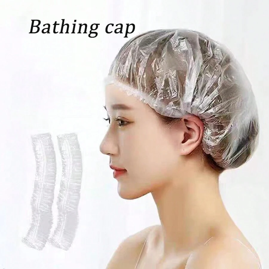 100入組加厚防水一次性淋浴帽,適用於酒店、洗浴、護理和水療 - 白色 - 查看 1
