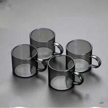 6 Stücke/Set, 4 Stücke/Set, 2 Stücke/Set graue Glastassen, geeignet für Zuhause, Café, Einkaufszentrum, Laden zum Trinken von Kaffee, Tee, Wasser, Getränken usw.