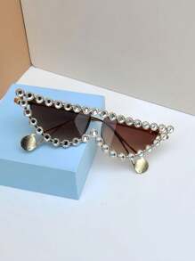 时尚女士时尚眼镜，带水钻装饰，适合日常佩戴 - 彩色 - 查看 14