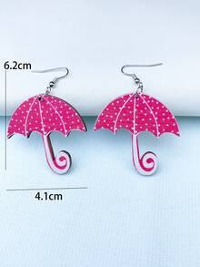 1 對木製耳環,帶有粉紅色雨傘和心形設計,送給女士、朋友、最好的朋友、戀人的情人節禮物 - 彩色 - 查看 5