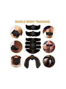 充电版/腹部按摩贴、肌肉训练器、身体肌肉刺激器 EMS 按摩器，男女皆宜 - 在家锻炼腹肌、颈部和手臂 - 不含电池 - 黑色 - 查看 4