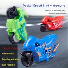 1pc Random Color Miniature High-Speed Plastic Motorcycle Toy (Durable And Crash-Resistant) For Children - Multicolor - View 2