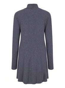 Open Sweater Below The Hip Circular Cut - Grey - View 2