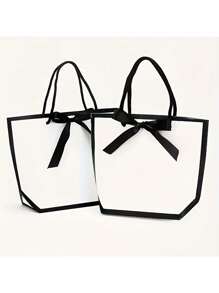 8入組,蝴蝶結裝飾手提袋,白色大容量紙質手提袋,萬聖節感恩節聖誕節新年婚禮生日禮品包裝袋,簡約純色購物袋,糕點包裝袋,小型企業裝備,最便宜的物品 - 白色 - 查看 5