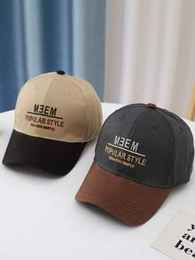 1 件兒童字母刺繡可調整棒球帽,撞色鴨嘴,適合日常使用 - 咖啡棕 - 查看 2