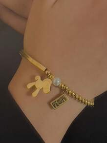 1入組「立即致富」馬設計手鍊,男女適用 - 金黃色 - 查看 7