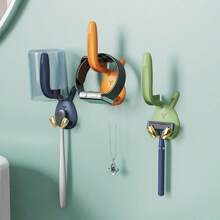 1pc Multifunctional Waterproof Bathroom Towel Holder With Hooks For Towels, Toothbrushes, Toothpaste, Cups, Keys, Umbrellas, Clothes, Hats, No Drilling Installation Kitchen Tools Organizer With Strong Adhesive For Power Strips, Phone Cables, Etc. Wide Application: Bathroom, Kitchen, Door, Office - Orange - View 3