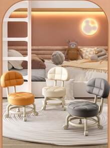 堅固的鐵質萬向輪凳 - 加厚海綿墊,可移動靠背,換鞋 - 家庭、客廳、臥室滑輪椅 - 低,250磅容量 - 米色 - 查看 6