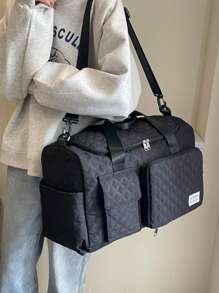 Travel Bag Short-Distance Hand-Held Large-Capacity Rhombus Travel Fitness Bag Portable Travel Duffel Bag Traveling Bag Travel Kit Travel Stuff Travel Organizer Travel Essentials Travel Accessories Back To School School Bag Travel Essentials Travel Organizer For Beach Summer Vacation Bag For School School Accessories School Stuff - Black - View 8