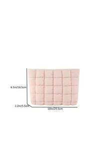 时尚网格图案化妆包、休闲手拿包、带弹性缝纫线的保暖羽绒包、化妆收纳绗缝包、冬季舒适包、化妆收纳包、化妆收纳包、迷你包、旅行小化妆盒、配件、化妆架、刷子包、化妆容器、化妆包、旅行必需品、女士配件、旅行用品、化妆包、化妆包、化妆包、返校用品 - 粉色 - 查看 3