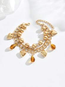 1只女性多層疊戴手鐲,愛情字母水晶合金手鐲,情人節禮物 - BM0146 - 查看 1