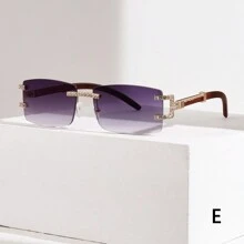 1 件时尚男女通用水钻装饰方形框架时尚眼镜，无框时尚眼镜，Y2k 风格派对眼镜，适合派对、旅行、拍摄和送礼 - 彩色 - 查看 14