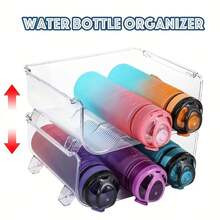 Stackable Water Bottle Organizer: Kitchen Pantry Organization & Storage Shelf For Fridge, Cabinet & Travel Mug Cup - Clear - View 6