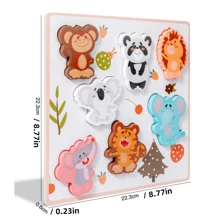 Montessori風格的木質手抓拼圖積木玩具,適合3歲幼童,早期教育形狀配對遊戲 - 水果拼圖 - 查看 3